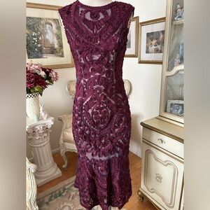 J S Collections like new lovely wine color embroidered gown size 2